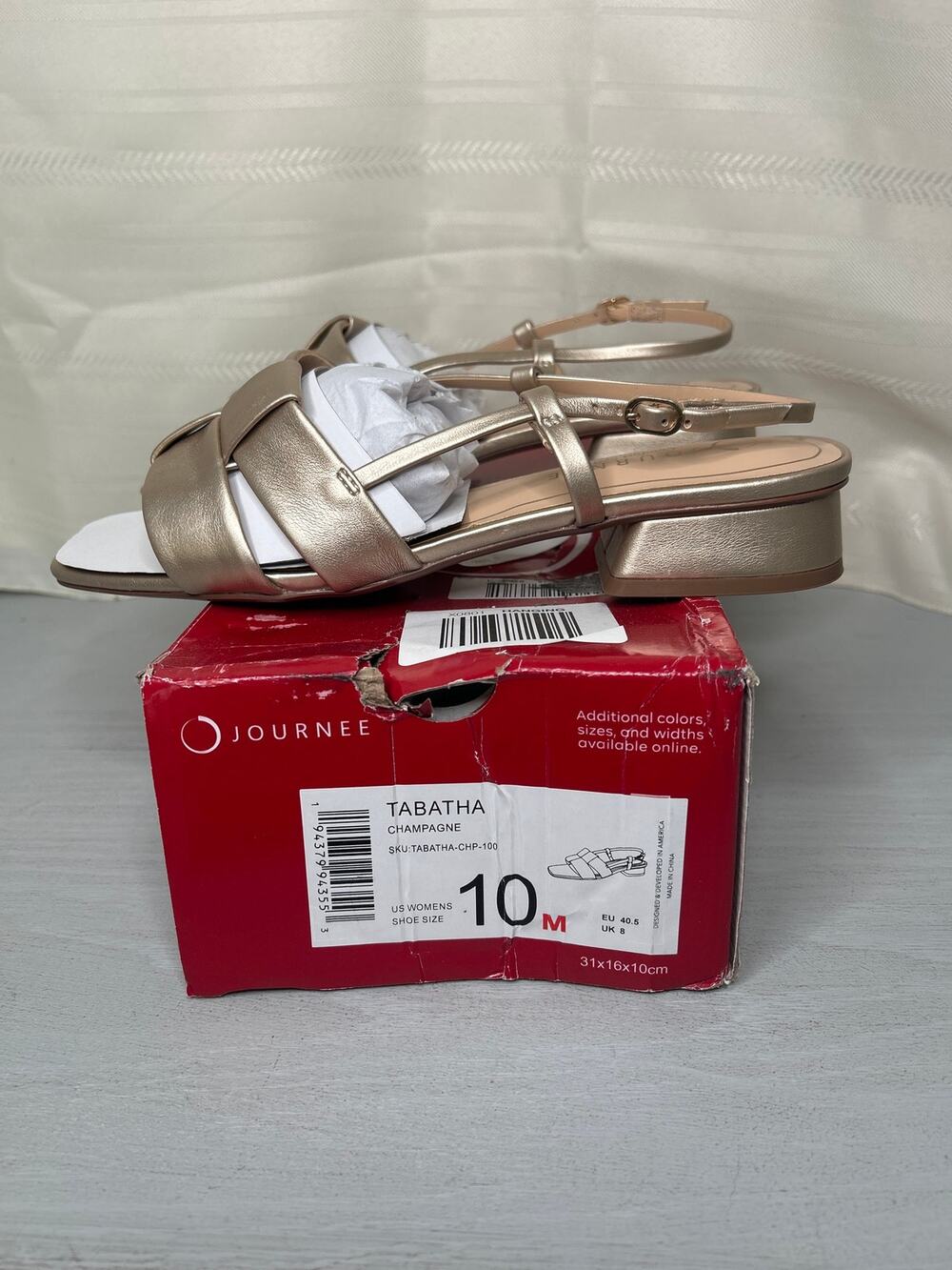 Journee Collection Tabatha Block Heel Ankle Strap Sandals Champagne 10M